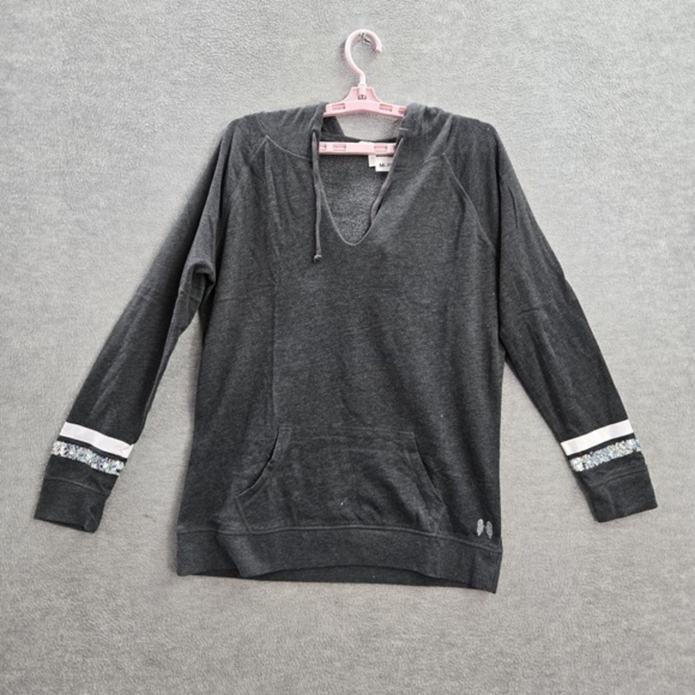 Victoria's Secret Women Hoodie S Gray Wings Bottom Embroidery LOVE Logo